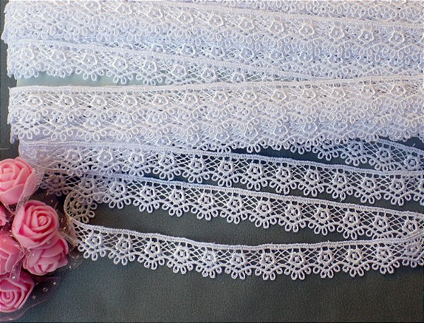 GP046 - 1,50cm x 13,70m | Renda Guipure 100% Poliéster Branco