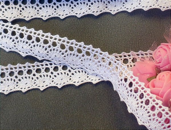RA004 - 1,70cm x 10,00m | Renda Algodão Branca