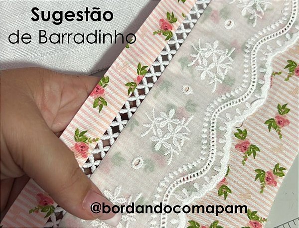 KIT - BA013 (10,00cm) + BA008 (4,50cm) x 13,70m | Bordado Inglês 100% Algodão Branco
