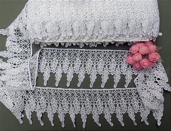 GP037 - 8200cm x 13,70m | Renda Guipure 100% Poliéster Branco