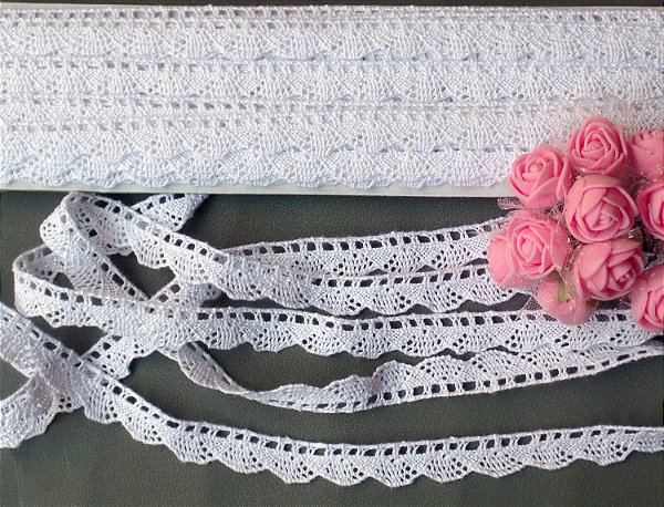 RA014 - 1,20cm x 10,00m | Renda Algodão - Branco