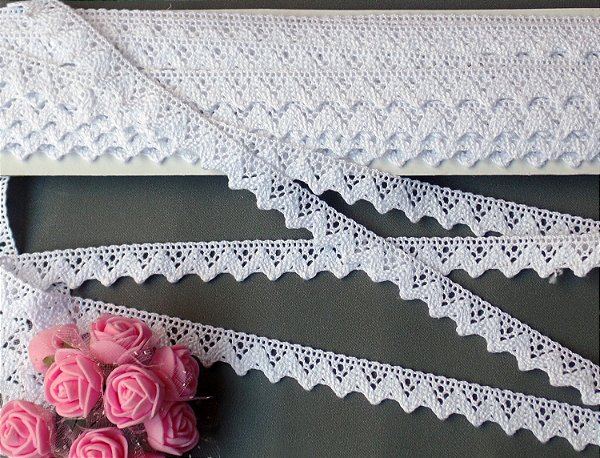 RA002 - 1,40cm x 10,00m | Renda Algodão - Branco