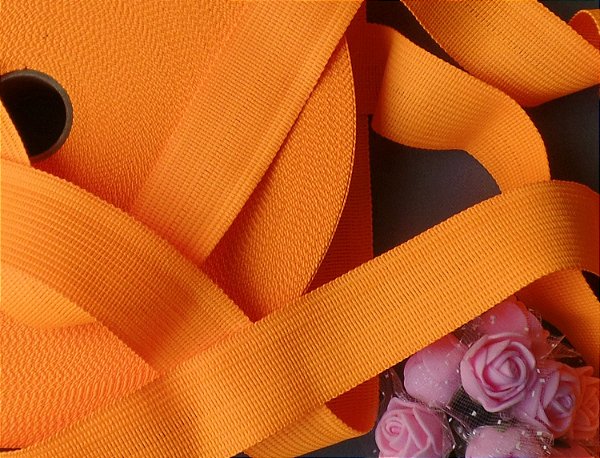 Viés Boneon Maleável 50m X 25mm | Poliéster Alaranjado Florescente