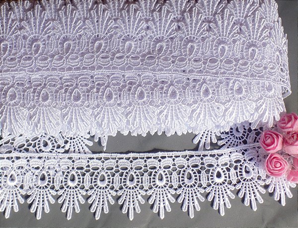 GP050 - 5,50cm x 13,70m | Renda Guipure 100% Poliéster Branco