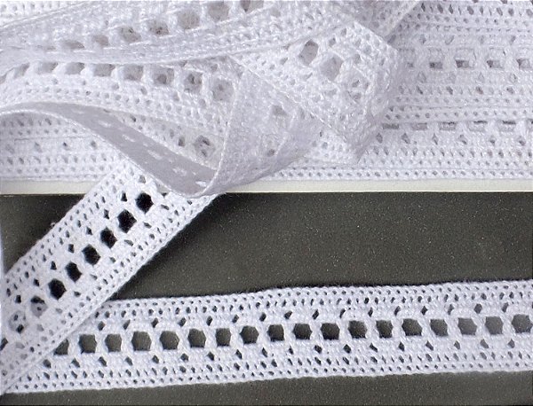 RA005 - 1,80cm x 10,00m | Renda Algodão - Branca