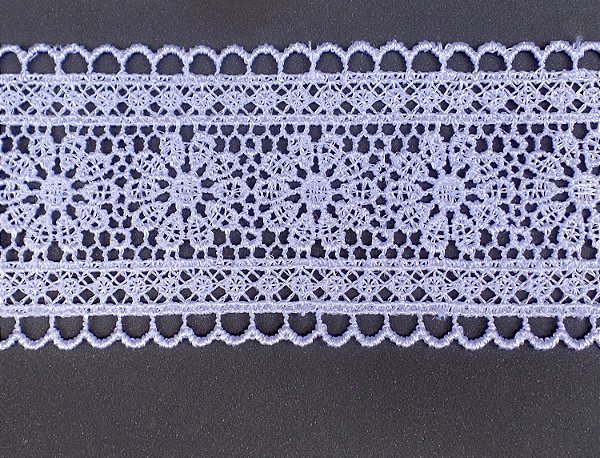 LC419 - 5,50cm x 13,70m | Renda Guipure 100% Poliéster Branco
