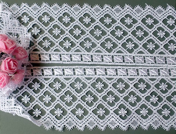 GP061 - 8,00cm x 10,00m | Renda Guipure 100% Poliéster Branco