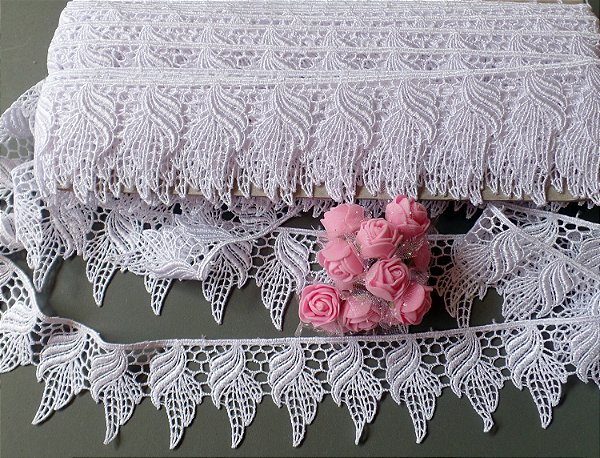 GP039 - 5,00cm x 13,70m | Renda Guipure 100% Poliéster Branco