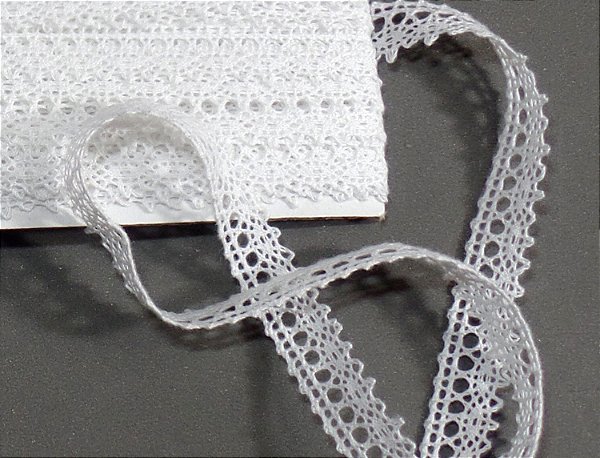 RA015 - 1,00cm x 10,00m | Renda Algodão - Branco