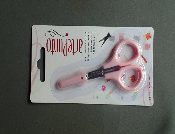 TE010 - Comprimento 9,8cm - Tesoura borda reta rosa