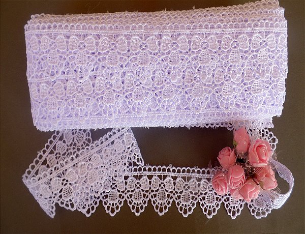 GP067 - 4,00cm x 13,70m | Renda Guipure 100% Poliéster Branco