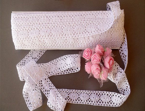 RA035 - 2,60cm x 10,00m | Renda Algodão Branca
