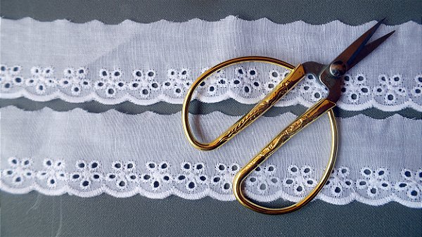 BA035 - 2,50cm x 10,00m | Bordado Inglês 100% Algodão Branco