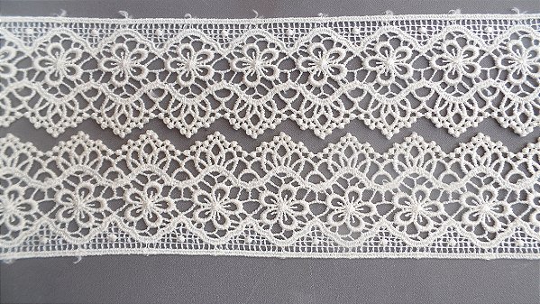 GP062 - 5,30cm x 13,70m | Renda Guipure 100% Poliéster CREME