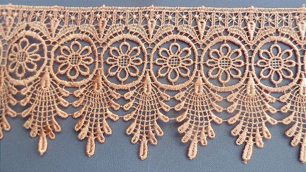 GP051M - 8,00cm x 13,70m | Renda Guipure 100% Poliéster MOSTARDA