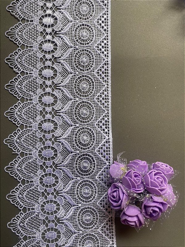 GP582 - 10cm x 13,70m | Renda Guipure 100% Poliéster BRANCO