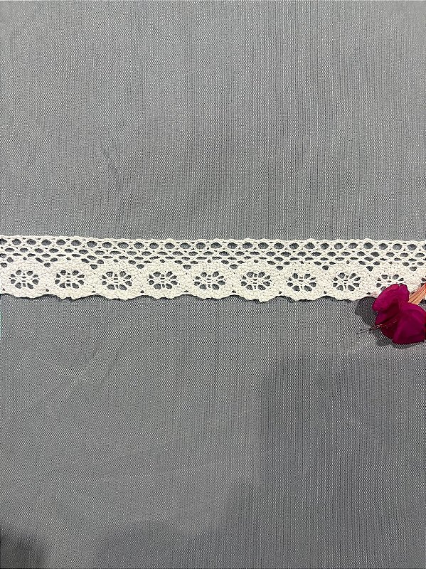 RA034 - 2,5cm x 10,00m | Renda Algodão - Branco
