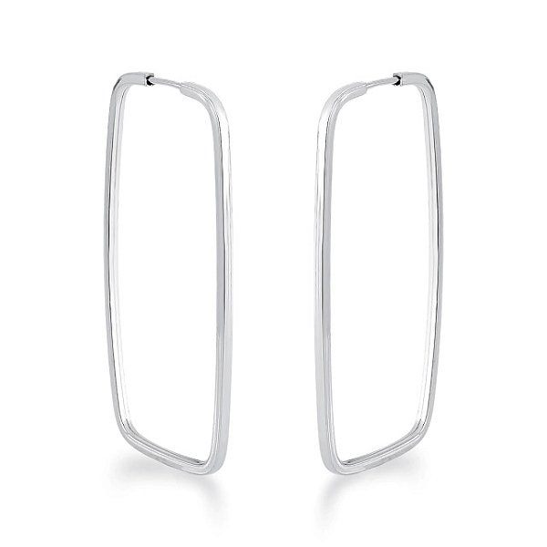 Brinco Argola Retangular Prata 925 - 2.2cm