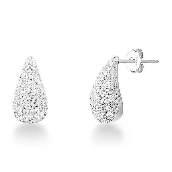 Brinco Gota de Cristal Prata 925