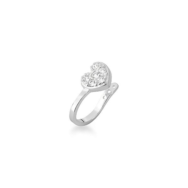 Brinco Piercing Fake Coração Prata 925 Branco