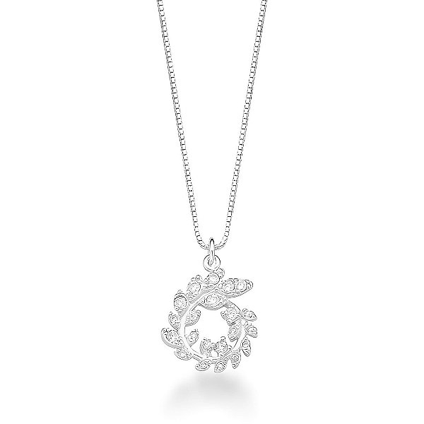 Colar Cravejado de Raminho Prata 925