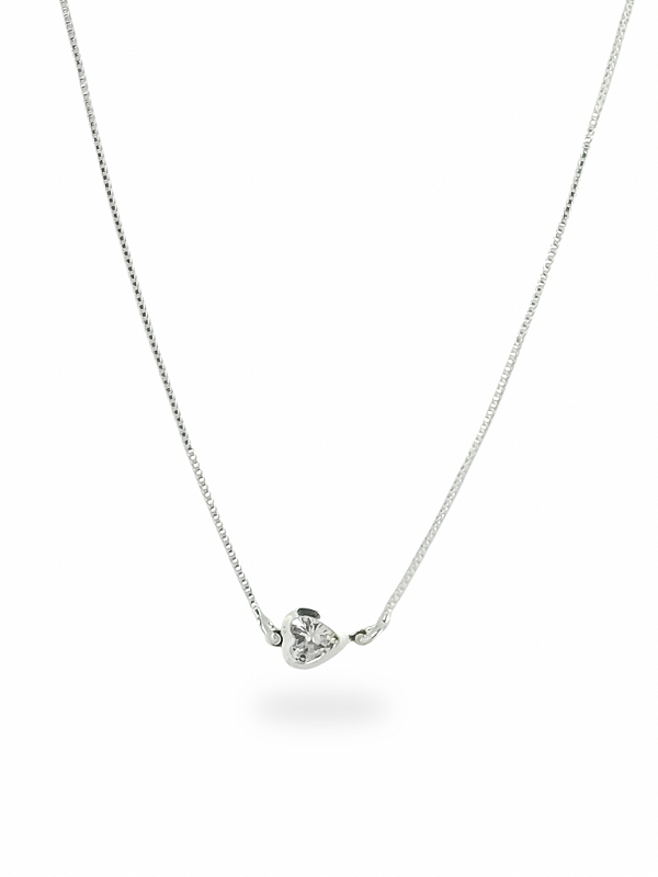 Colar de Prata 925 com Coração Radiante no Centro