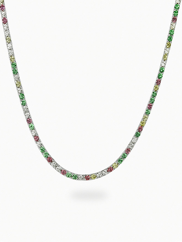 Colar Riviera com Zircônias Coloridas Prata 925