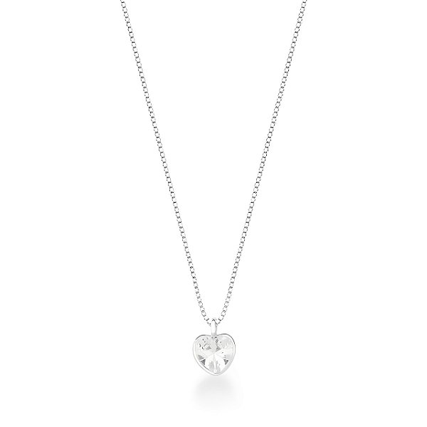 Colar Coração Ponto de Luz Prata 925