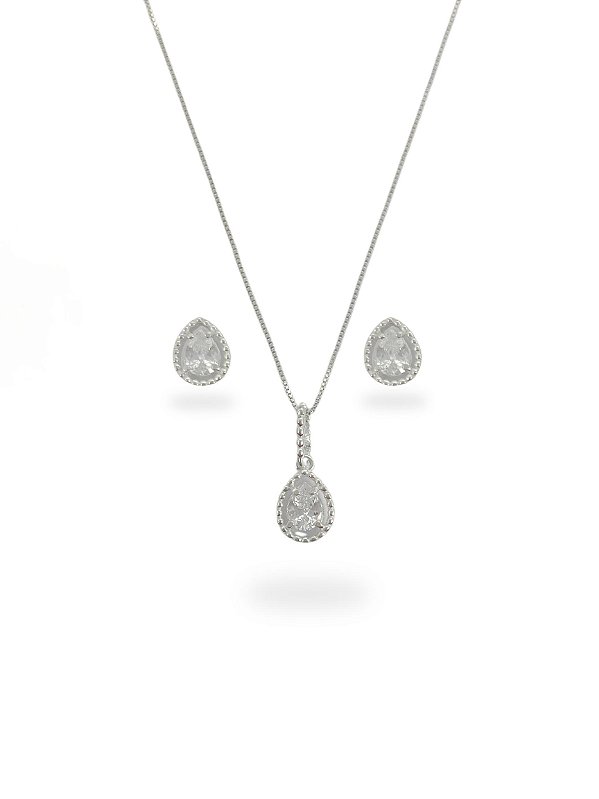 Conjunto Essência do Brilho com Zircônias Brancas Prata 925