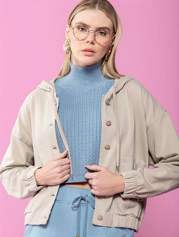 Casaco em Moletom com Sarja - BIAMAR 11283