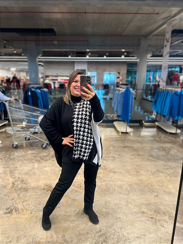 Blusa em Padronagem Pied e Gola Média - BIAMAR 11060