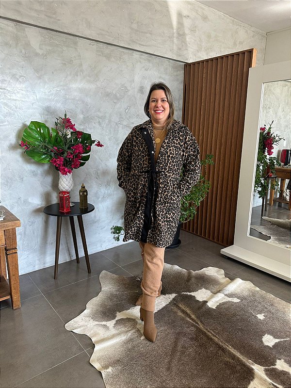 Casaco Animal Print com Ajuste na Cintura - DECLARI 36723