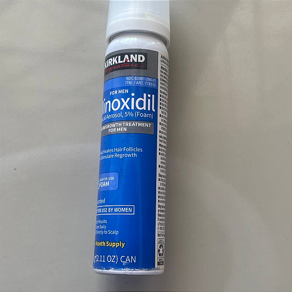 Minoxidil em Espuma Kirkland Minoxidil 5% (Rótulo Danificado)