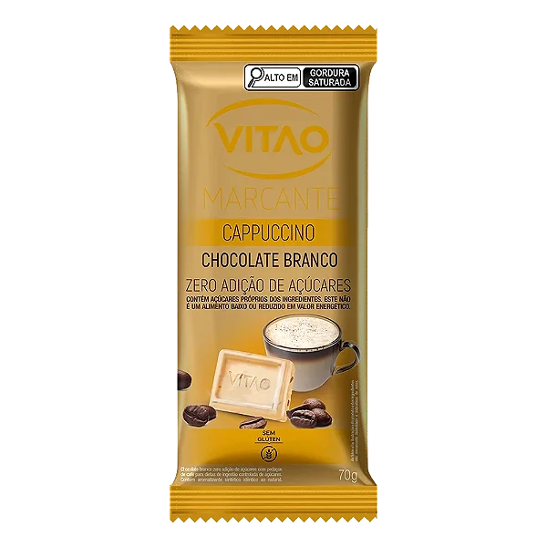 Chocolate Cappuccino | Zero Açúcar e Sem Glúten | Chocolate Branco | 70g