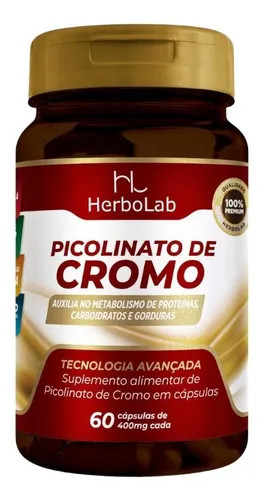 Picolinato de Cromo 400mg Herbolab 60 cápsulas