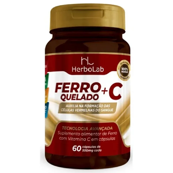 Ferro Quelato+Vit C Herbolab 500Mg 60 Cápsulas