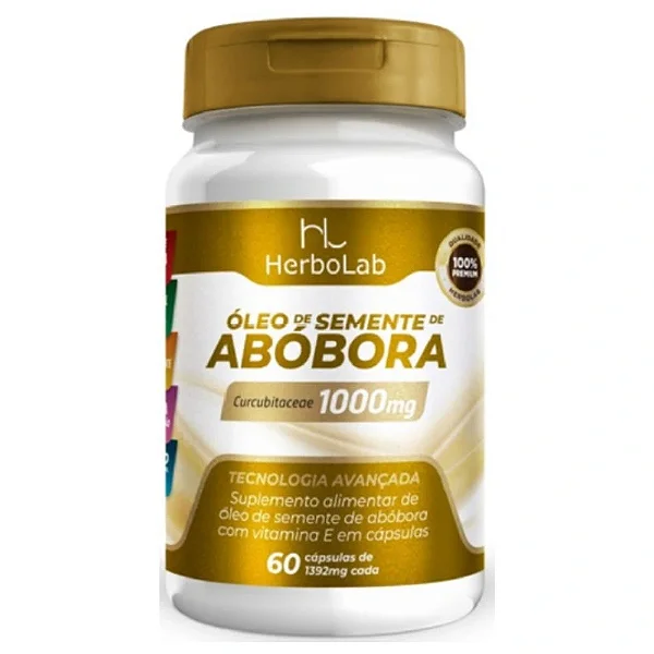 Suplemento Alimentar Herbo Lab Óleo de Semente de Abóbora (Curcubitaceae + Vitamina E) - 60 Cápsulas (1392mg)