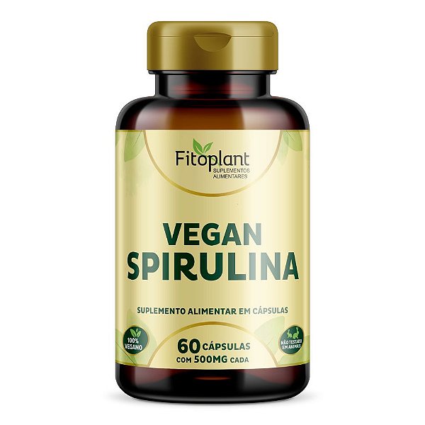 Spirulina Vegana c/vitamina B12 500mg 60 cápsulas