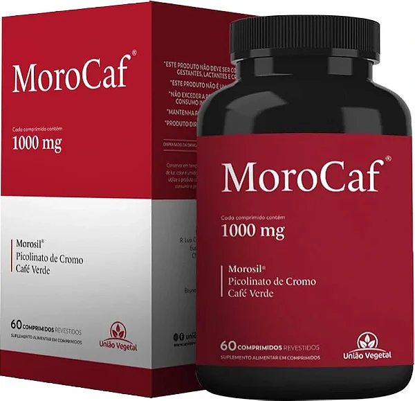 Suplemento Alimentar União Vegetal MoroCaf (Morosil + Picolinato de Cromo + Café Verde) - 60 Cápsulas (1000mg)
