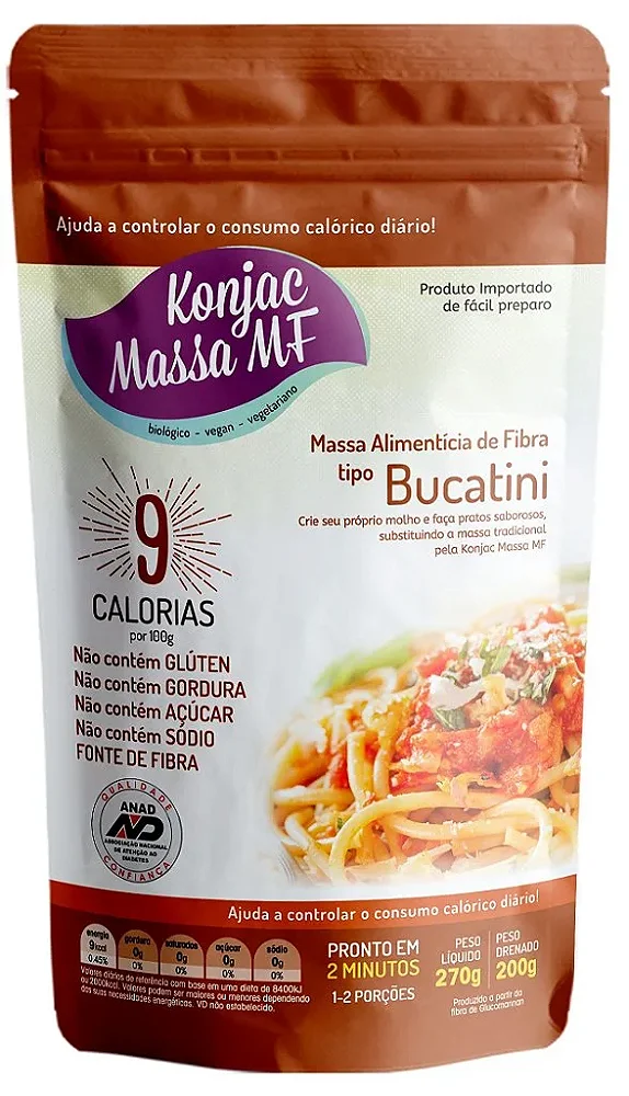 Massa Konjac MF Tipo Bucatini 270g | Low Carb e Sem Glúten