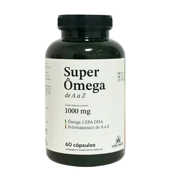 Suplemento União Vegetal Super Ômega de A a Z (Ômega 3 EPA DHA + Polivitamínico de A a Z) - 60 Cápsulas (1000mg)