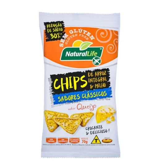 Chips de Arroz Integral NaturalLife Queijo 70g | s/Glúten