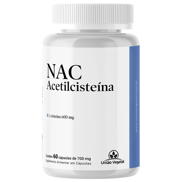 Suplemento Alimentar União Vegetal NAC Acetilcisteína - 60 Cápsulas (700mg)