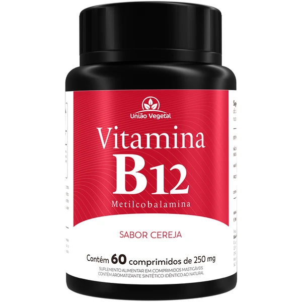 Vitamina B12 União Vegetal - 60 Cápsulas (250mg) (Sabor Cereja)