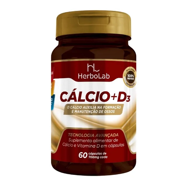 Cálcio + D3 Herbo Lab - 60 Cápsulas
