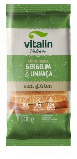Pão de Forma Gergelim & Linhaça Vitalin 300g | Sem Glúten