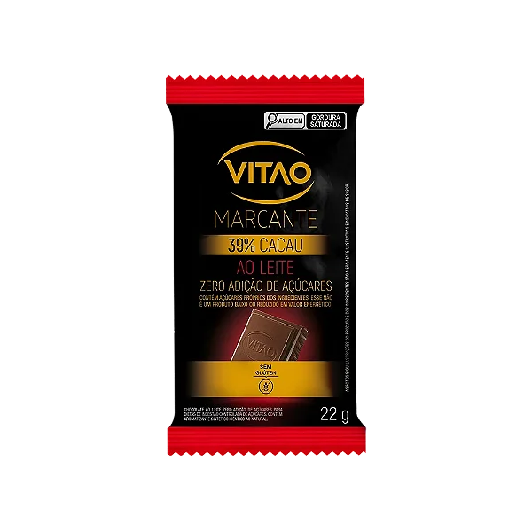 Chocolate Ao Leite Zero Açúcar Marcante 22G | 39% Cacau