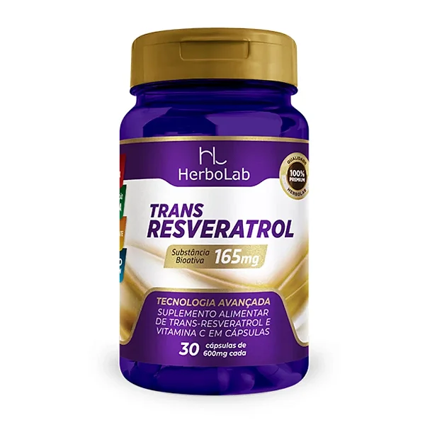 Suplemento Alimentar Herbo Lab Trans Resveratrol (Trans-resveratrol + Vitamina C) - 30 Cápsulas (600mg)