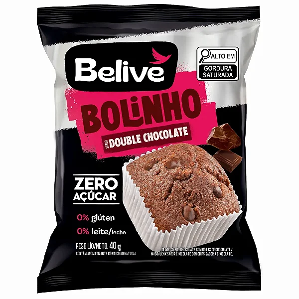 Bolinho Double Chocolate 40g Belive | s/Açúcar|s/Glúten|s/Lactose