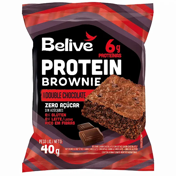 Brownie Double Chocolate 4g | 6g Proteínas|s/Açúcar|s/Glúten|s/Lactose